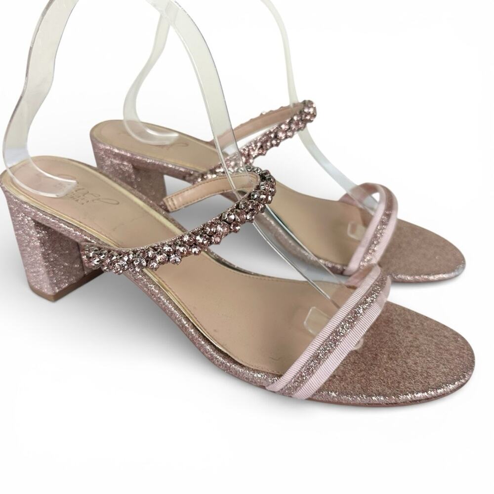 Jewel Badgley Mischka Rose Gold Strappy Heel Size 11